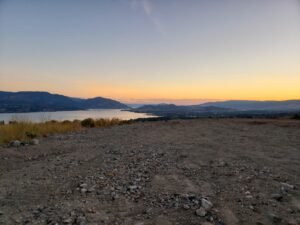 Sunset over Okanagan Lake in Kelowna.